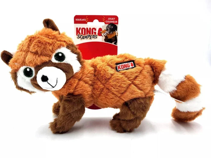 Kong KONG Scampers Red Panda Medium Plush Low Tone Squeaker Dog Toy
