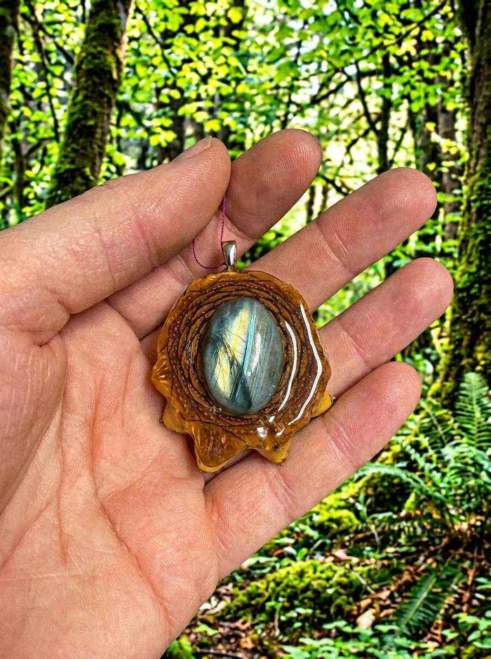 Labradorite Pendant: Handcrafted Pinecone Jewelry for Nature Lovers
