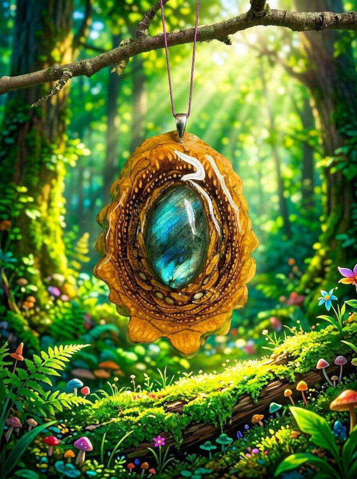 Labradorite Pinecone Pendant - Nature-Inspired Charm for Intuition and Grounding