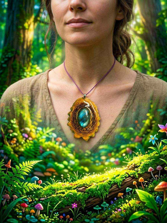Labradorite Pinecone Pendant - Nature-Inspired Charm for Intuition and Grounding