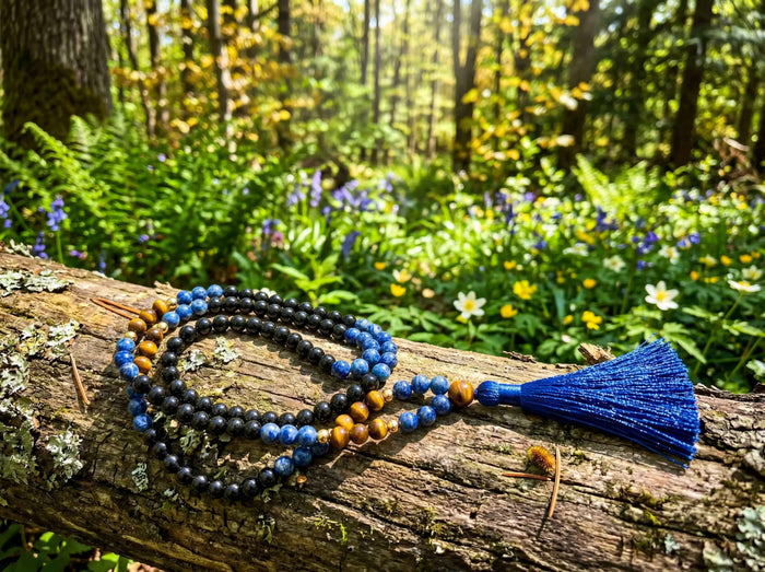 Lapis Tiger Eye Mala Necklace