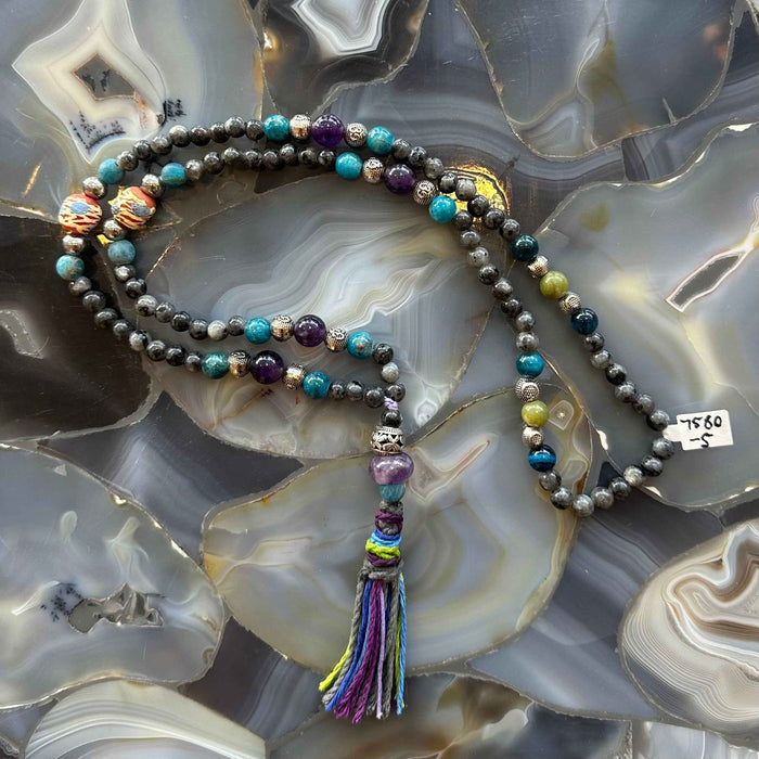 Larvikite Mala with Mixed Stone Beads - Smokin Resin Company