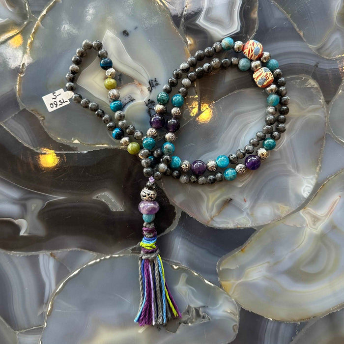 Larvikite Mala with Mixed Stone Beads - Smokin Resin Company