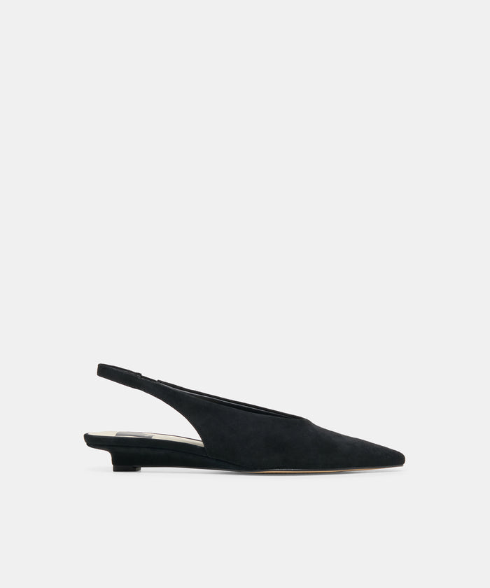 LEEROY Onyx Suede Pointed-Toe Slingback Heels | Dolce Vita