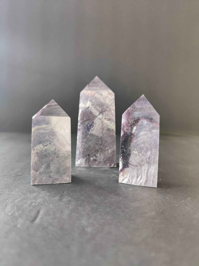 Lepidolite Tower & Heart Sculptures - Smokin Resin Company