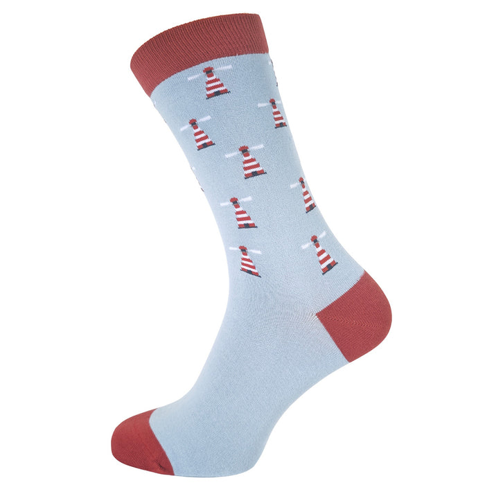 Lighthouse Print Men's Bamboo Socks - Coastal Crew Socks