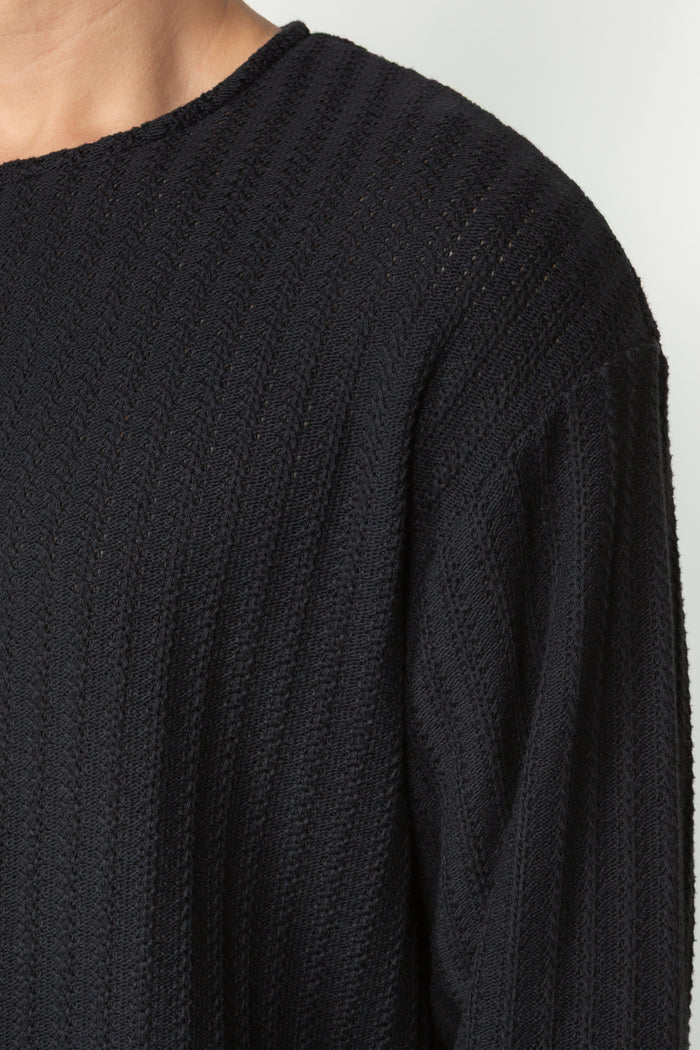 Long Sleeve Oversized Top - Black Sweater Knit