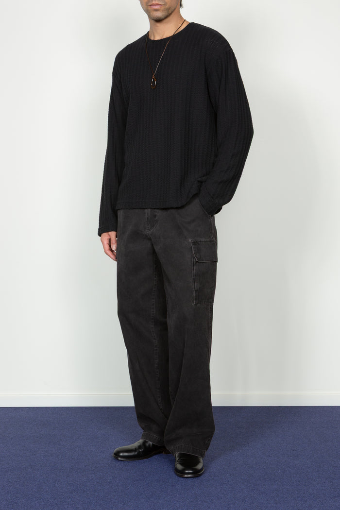 Long Sleeve Oversized Top - Black Sweater Knit