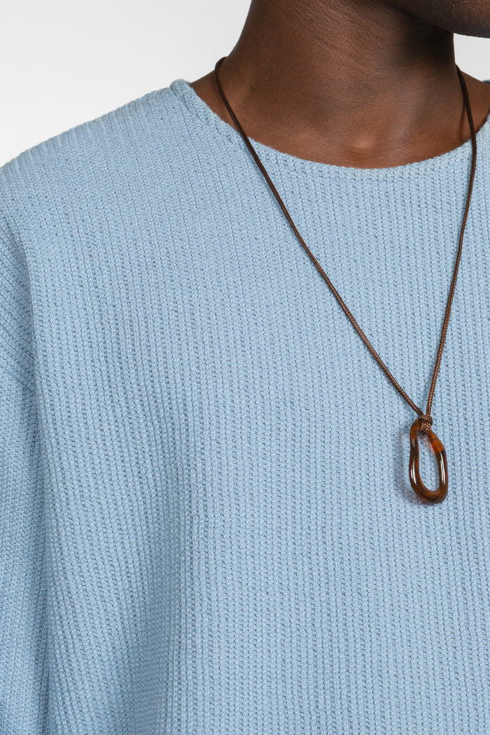 Long Sleeve Oversized Top - Cornflower Blue Crosshatch