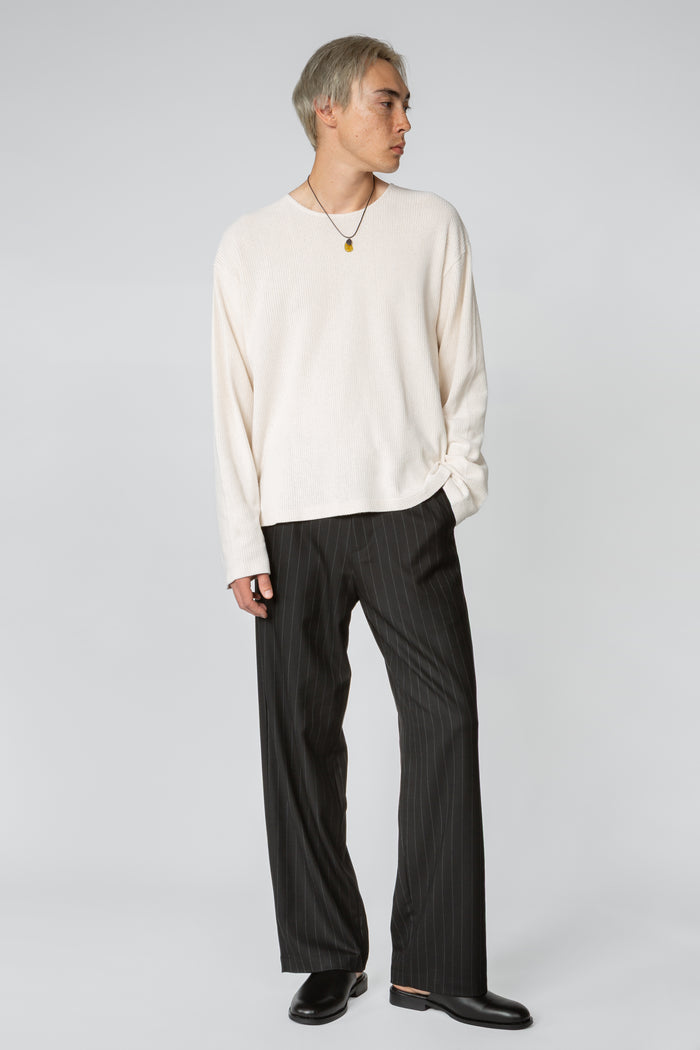 Long Sleeve Oversized Top - Parchment Open Stitch