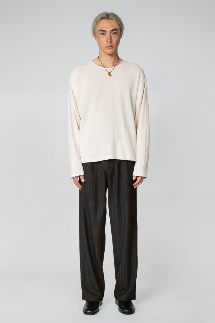 Long Sleeve Oversized Top - Parchment Open Stitch