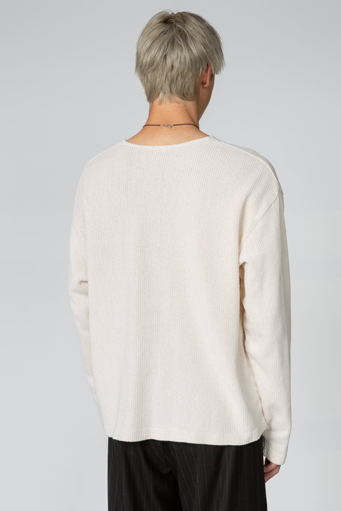 Long Sleeve Oversized Top - Parchment Open Stitch