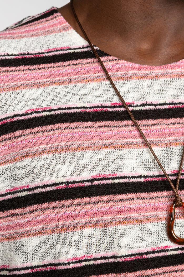 Long Sleeve Oversized Top - Pink Multi Stripe