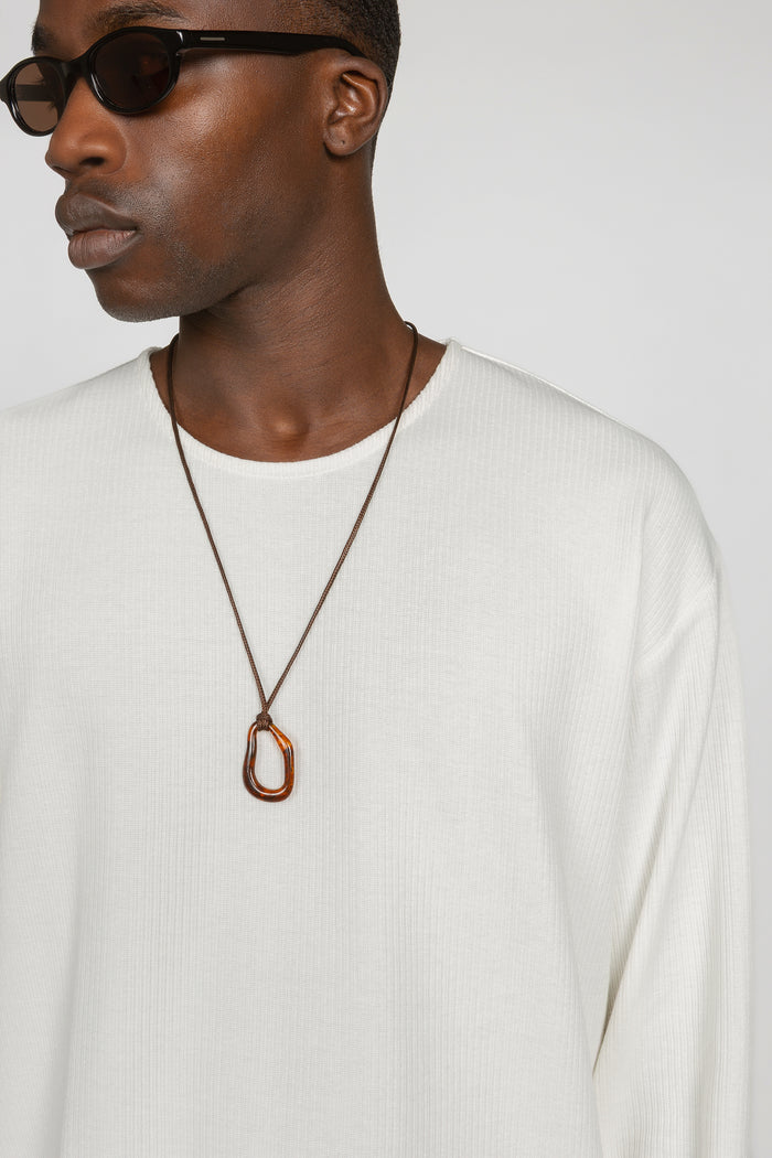 Long Sleeve Oversized Top - White Rib Knit