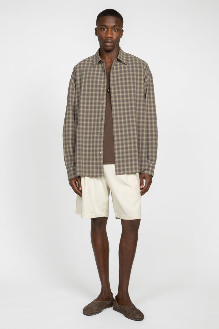 Loose Fit Pleated Easy Short - Stone Twill