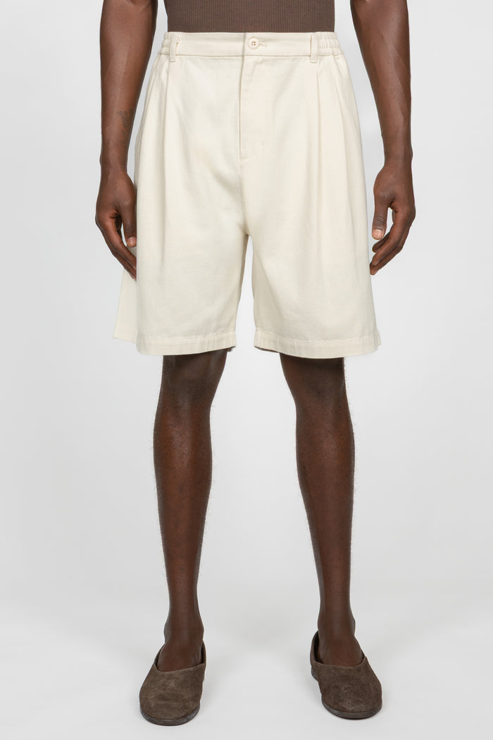 Loose Fit Pleated Easy Short - Stone Twill