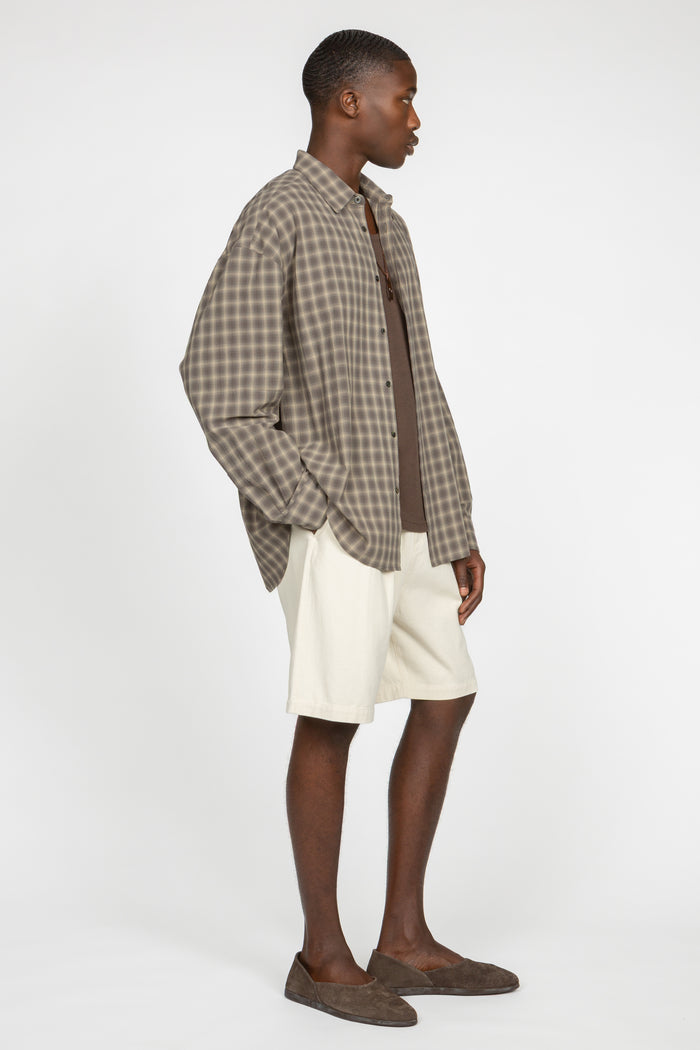 Loose Fit Pleated Easy Short - Stone Twill