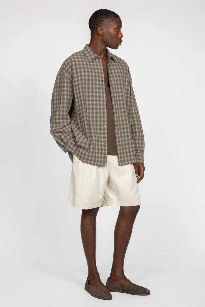 Loose Fit Pleated Easy Short - Stone Twill