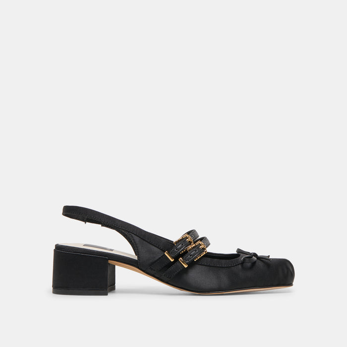 Loris Onyx Satin Heels | Dolce Vita