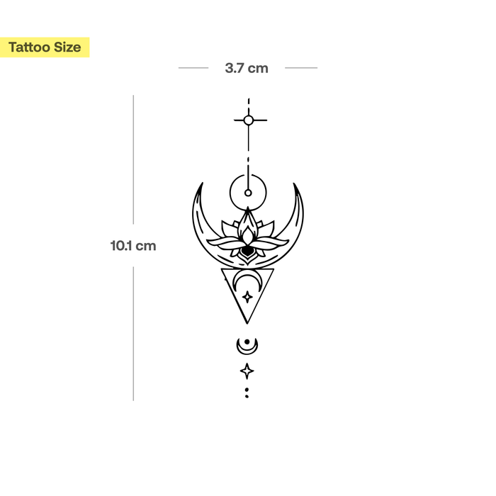Lotus und Mond Elemente Tattoo
