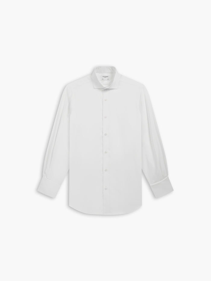 Max Performance White Twill Slim Fit Double Cuff Cutaway Collar Shirt