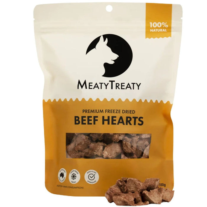 MEATY TREATY MEATY TREATY FREEZE DRIED BEEF HEARTS 100G