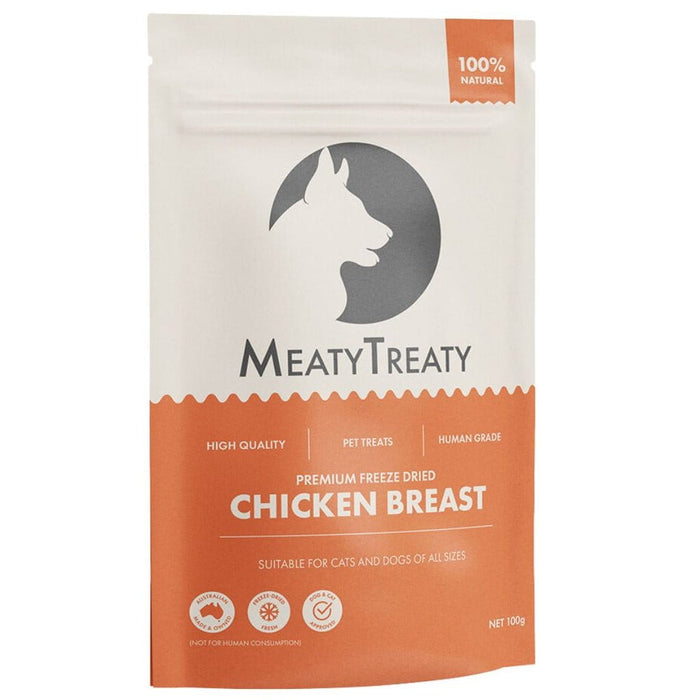 MEATY TREATY MEATY TREATY FREEZE DRIED CHICKEN BREAST DOG & CAT 100G