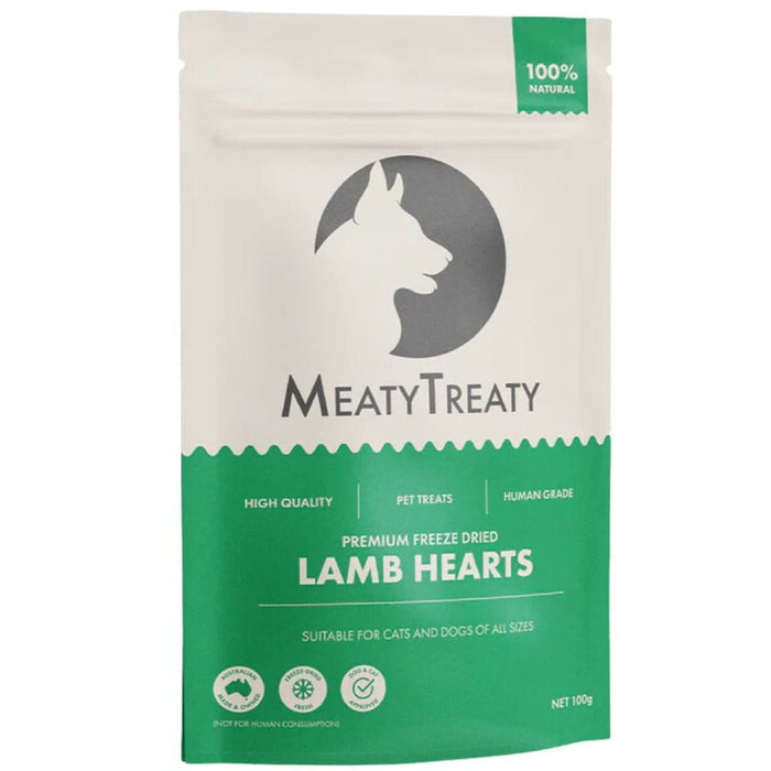 MEATY TREATY MEATY TREATY FREEZE DRIED LAMB HEARTS DOG & CAT 100G
