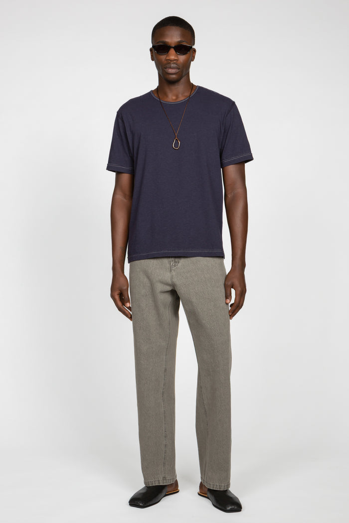 Minimal T-Shirt - Navy Cotton / Linen