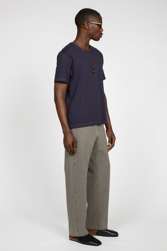 Minimal T-Shirt - Navy Cotton / Linen