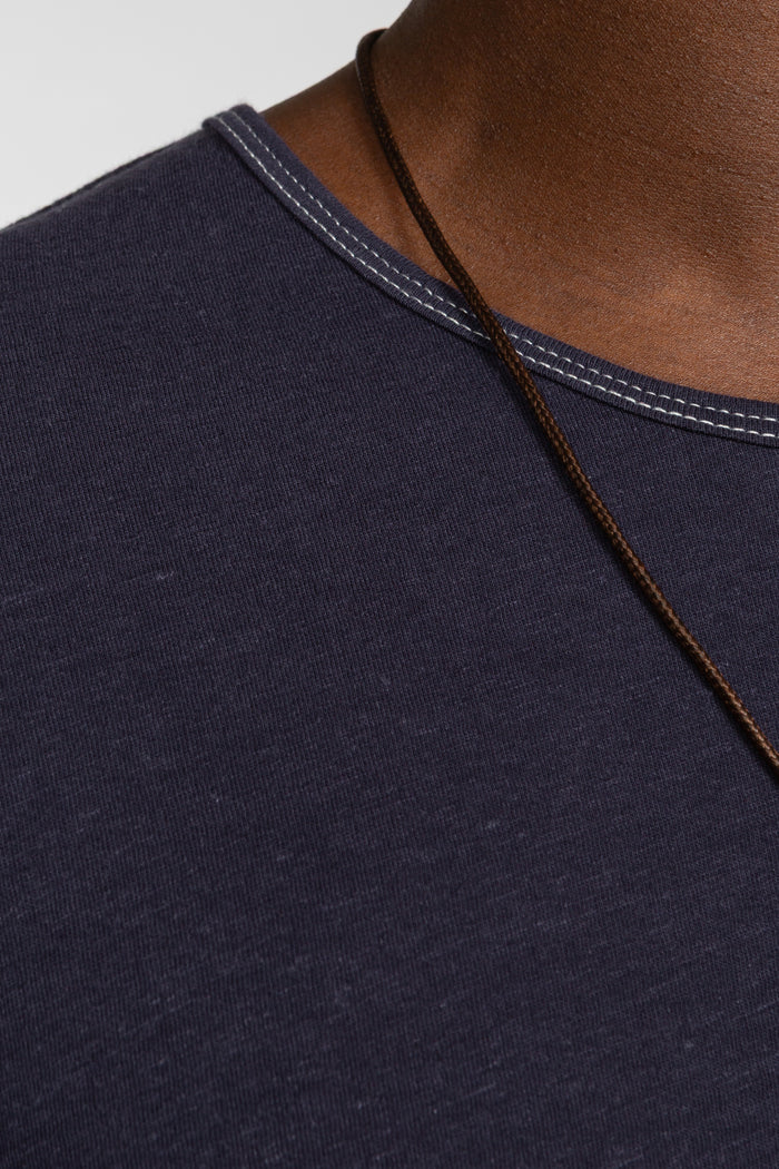 Minimal T-Shirt - Navy Cotton / Linen