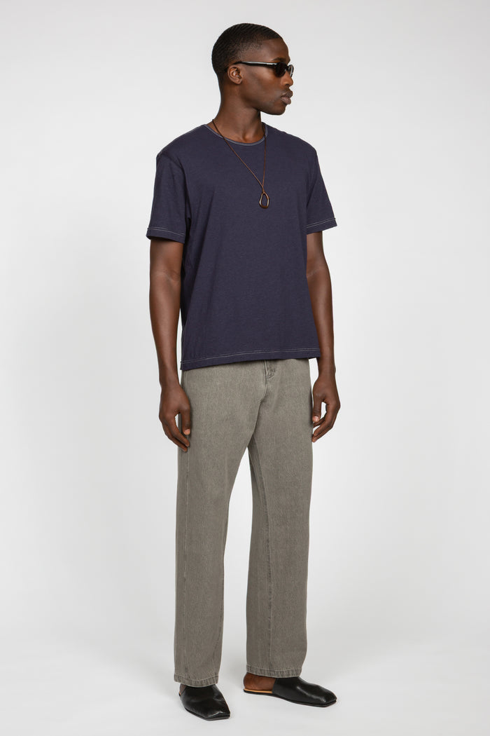 Minimal T-Shirt - Navy Cotton / Linen