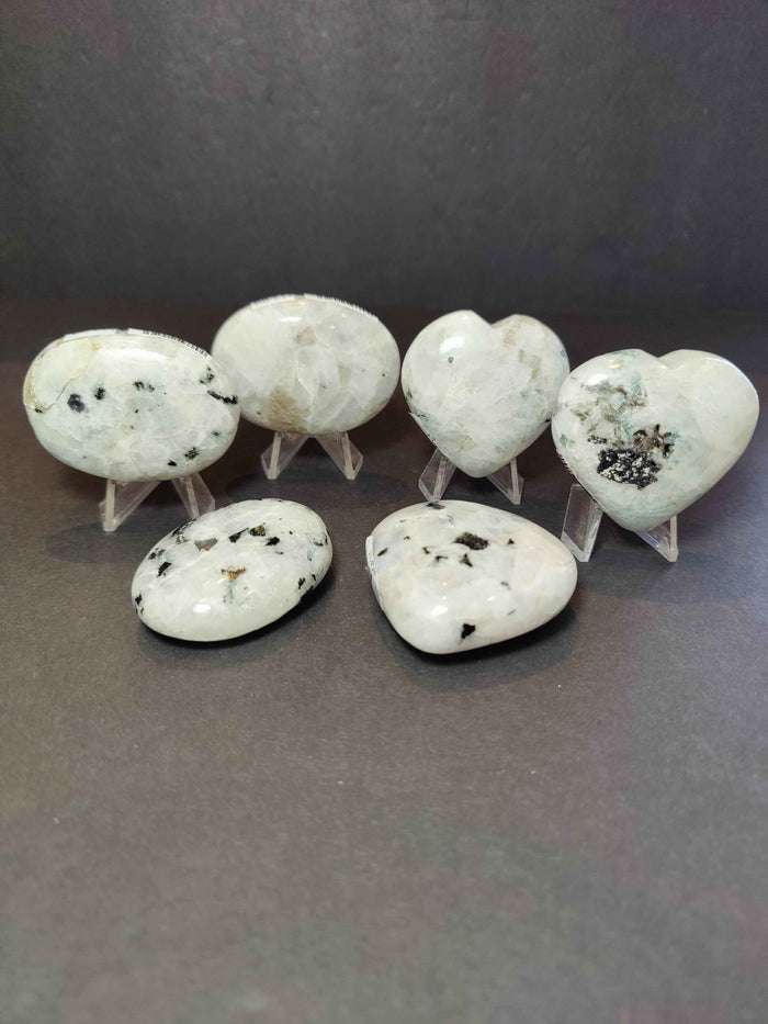 Moonstone Polished Heart & Palmstone Sculpture - Smokin Resin Company