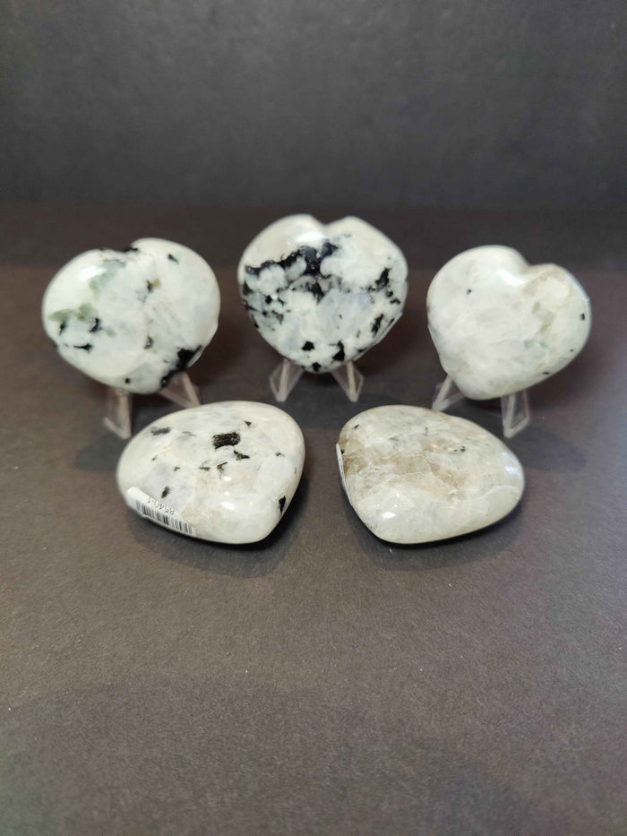 Moonstone Polished Heart & Palmstone Sculpture - Smokin Resin Company