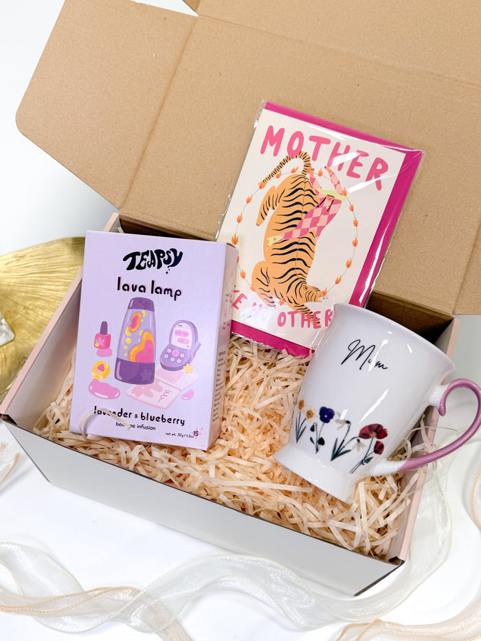 Mother’s Birthday Cosy Tea Gift Box for Mum | Mug, Lavender Tea & Card | Snug & Still Pamper