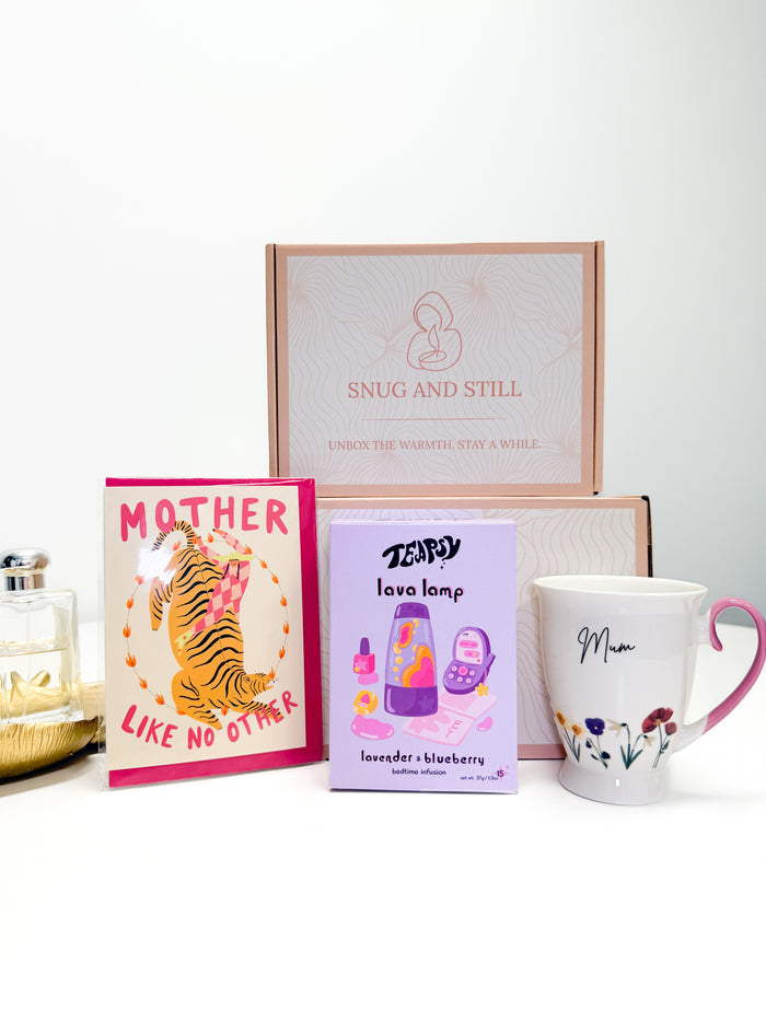 Mother’s Birthday Cosy Tea Gift Box for Mum | Mug, Lavender Tea & Card | Snug & Still Pamper