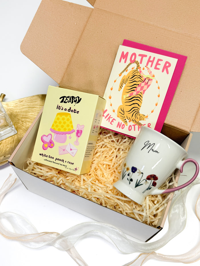 Mother’s Birthday Cosy Tea Gift Box for Mum | Mug, Peach Tea & Card | Snug & Still Pamper