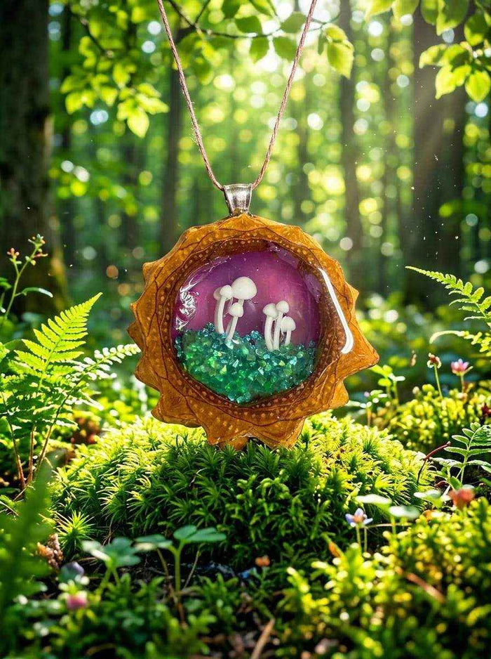 Mushroom Forest Pendant: Handcrafted Pinecone Jewelry Inspired by Nature