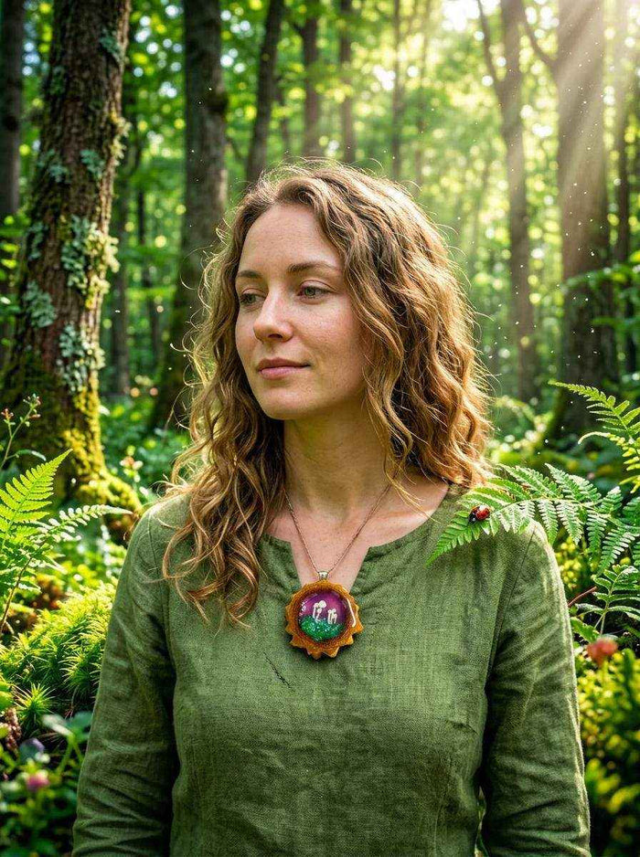 Mushroom Forest Pendant: Handcrafted Pinecone Jewelry Inspired by Nature