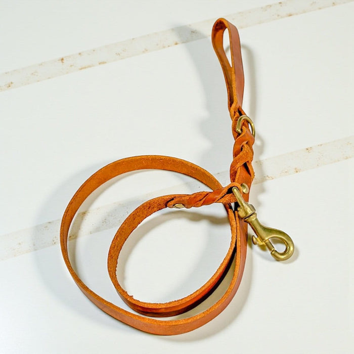 Dogtraining101 Leather 1.2 Metres / Whisky Tan Natural Leather Lead - Double Braid