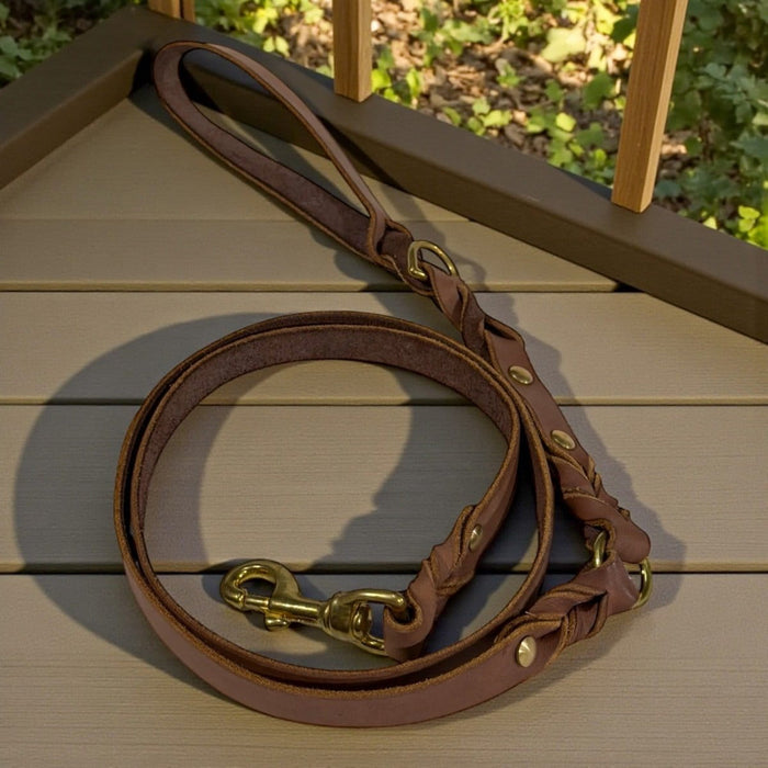 Dogtraining101 Leather 1.5 Metres / Brisbane Tan Natural Leather Lead - Double Braid