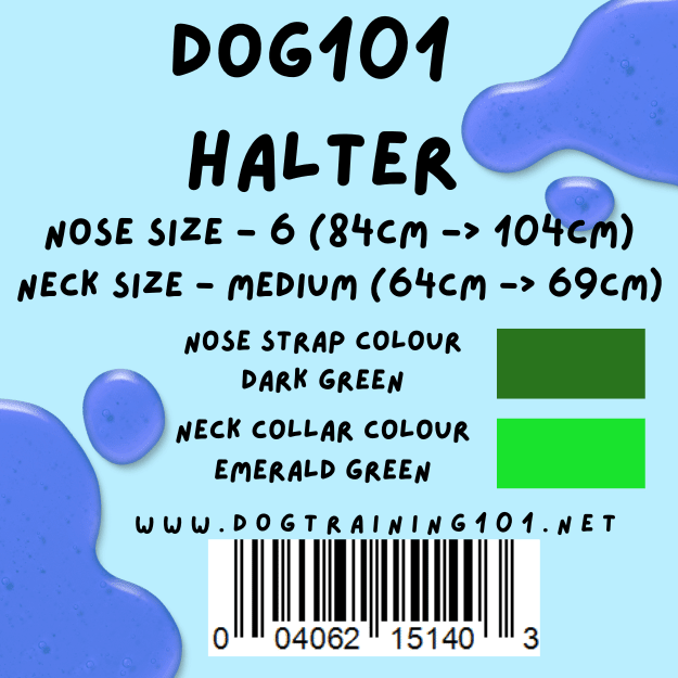 Dogtraining101 Retail Dog Super Store Medium 64cm to 69cm Nose Dark Green - Neck Emerald Green - Size 6 Dog101 Halter