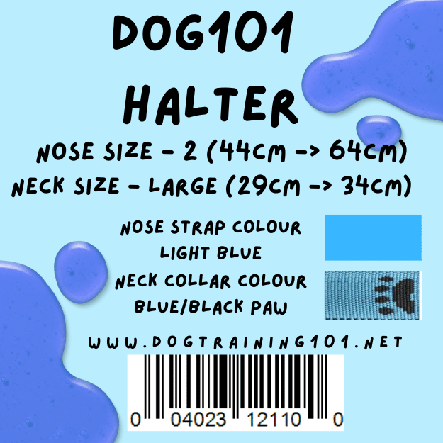 Dogtraining101 Retail Dog Super Store Large 29cm to 34cm Nose Light Blue - Neck Blue/Black Paw - Size 2 Dog101 Halter