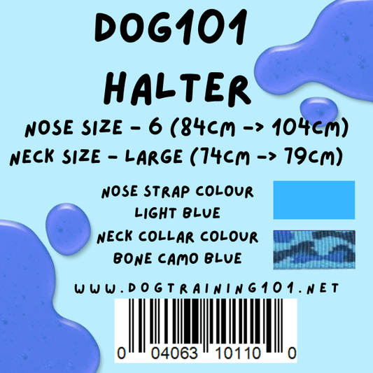 Dogtraining101 Retail Dog Super Store Large 69cm to 74cm Nose Light Blue - Neck Bone Camo Blue - Size 6 Dog101 Halter