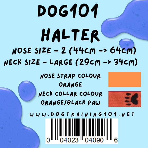 Dogtraining101 Retail Dog Super Store Large 29cm to 34cm Nose Orange - Neck Orange/Black Paw - Size 2 Dog101 Halter