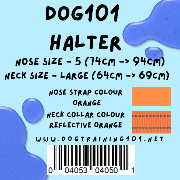 Dogtraining101 Retail Dog Super Store Large 59cm to 64cm Nose Orange - Neck Reflective Orange - Size 5 Dog101 Halter