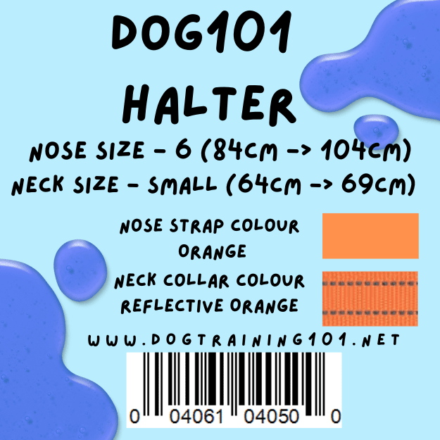 Dogtraining101 Retail Dog Super Store Small 59cm to 64cm Nose Orange - Neck Reflective Orange - Size 6 Dog101 Halter