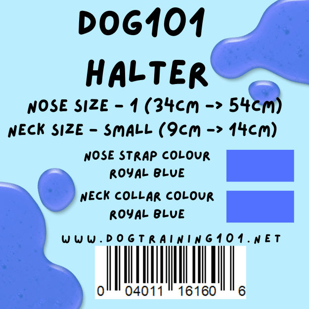 Dogtraining101 Retail Dog Super Store Small 9cm to 14cm Nose Royal Blue - Neck Royal Blue - Size 1 Dog101 Halter
