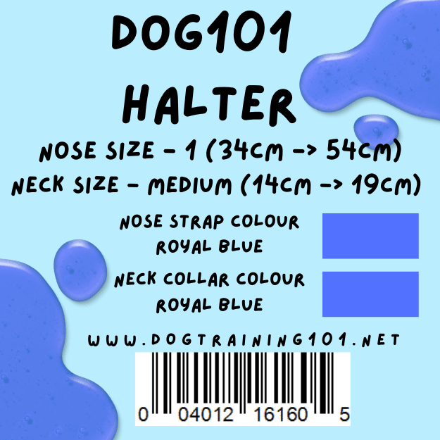 Dogtraining101 Retail Dog Super Store Medium 14cm to 19cm Nose Royal Blue - Neck Royal Blue - Size 1 Dog101 Halter