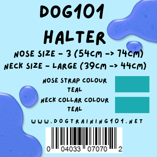 Dogtraining101 Retail Dog Super Store Large 44cm to 49cm Nose Teal - Neck Teal - Size 3 Dog101 Halter
